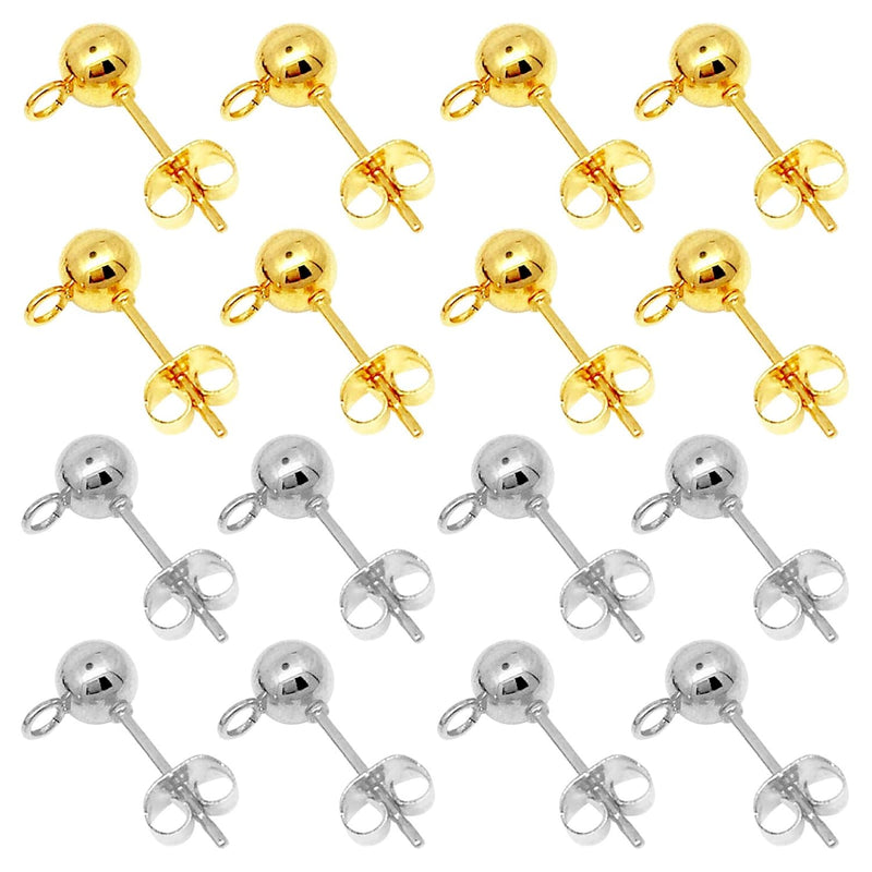 700Pcs Ball Post Earring Studs Set For Jewelry Making,300Pcs Earring Studs Bal