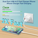 2 Pack Dual Port 20W USB C Fast Charger with 10FT USB C to Lightning Cable for iPhone and iPad