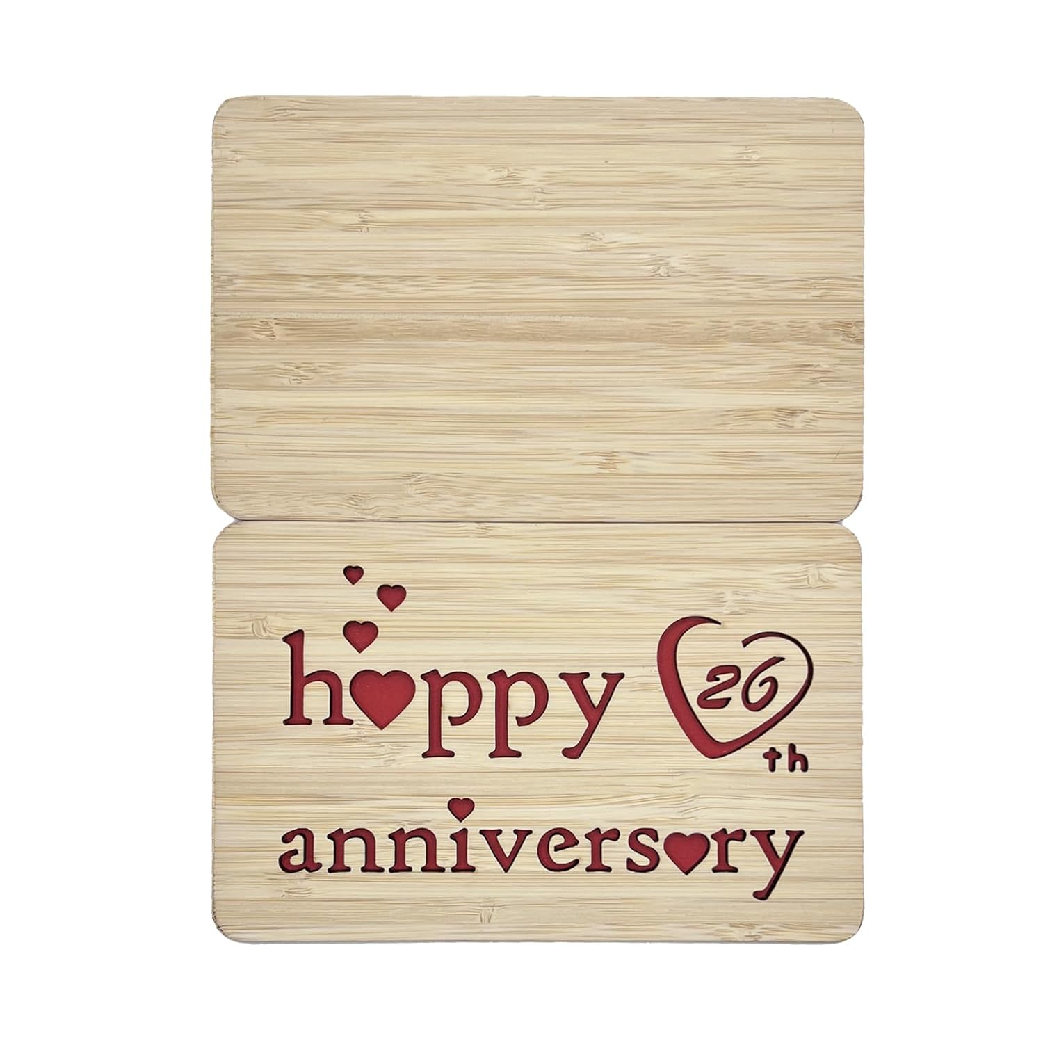 Wooden 26Th Anniversary Card,Handmade 26 Years Wedding Anniversary Greeting Cards,26Th Anniversary Card For Her,Him,Husband,Wife