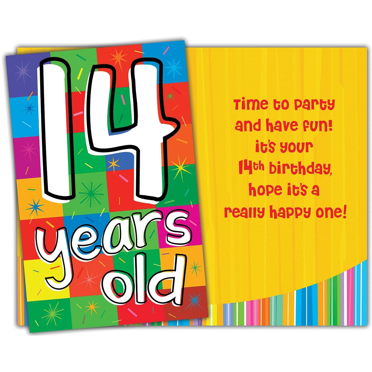 - 14Th Birthday Card - Made In America - Envelope Included - 5" X 7.75" - Packaged In Extra Sturdy Mailer - 89771