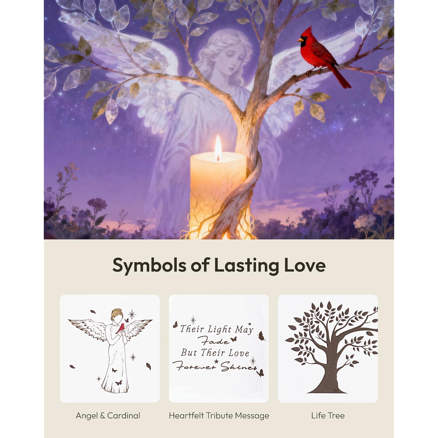Sympathy Gifts For Loss Of Loved One Memorial Gifts 7Oz Lavender Scented Soy Wax Candle Memory Bereavement Grief Tree Condolence Candle For Women Willow Tree Figurines Cardinal