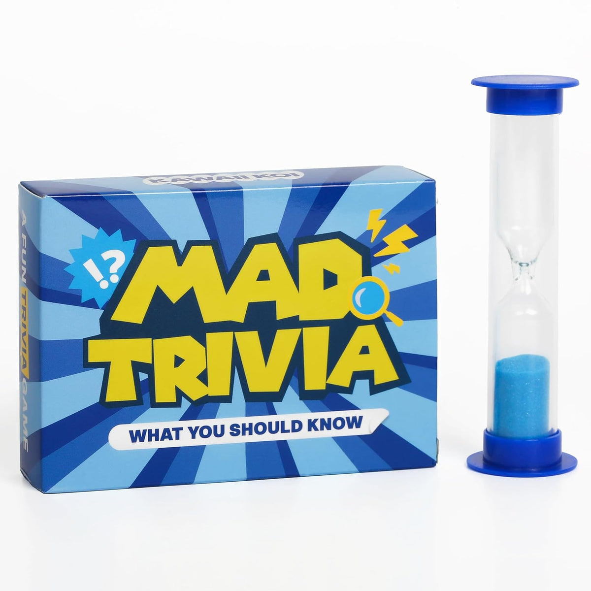 Mad Trivia Trivia Game With Sand Timer About Things You Oughta Know - Fun Fast-Paced Quiz Trivia Card & Board Game With 200+ Questions Family Road Trip Travel Game For The Pursuit Of Trivial Knowledge