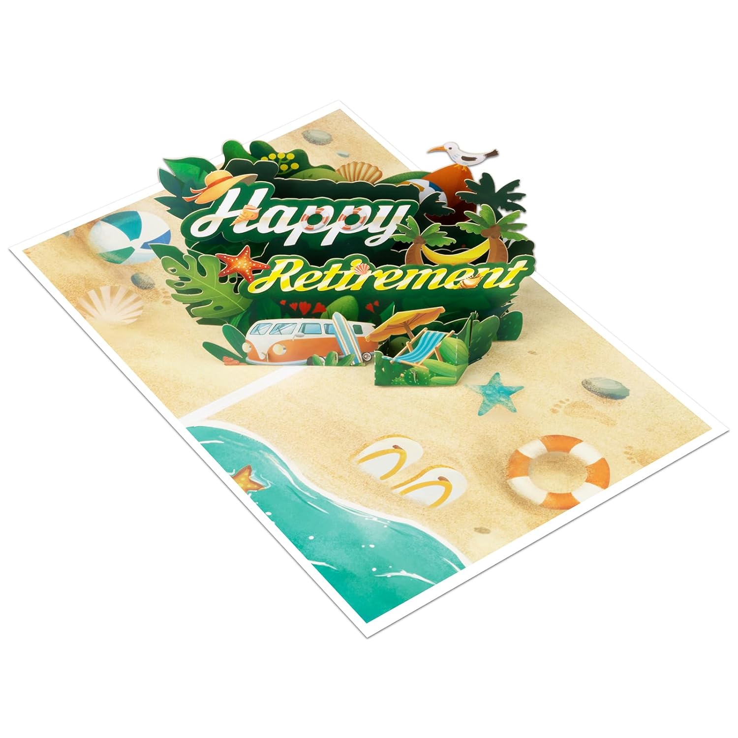 Beach Retirement Pop Up Cards, 3D Greeting Cards With Blank Note Card & Envelope, Ideal Celebration Gift For Friendship, Love, Anniversary, Special Moments, Thank You, Birthday, Holiday, Party