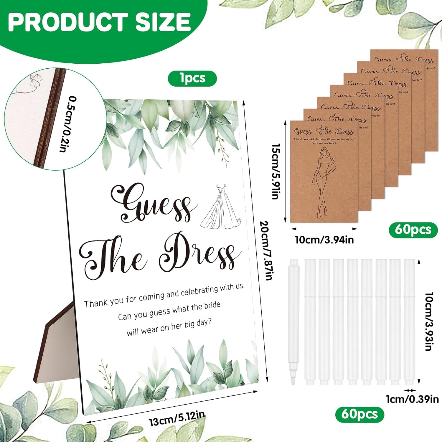 60 Set Guess The Dress Bridal Shower Games For Guests Include Guess The Dress Bridal Shower Game Table Sign Card White Pens For Wedding Bridal Shower Games Party Supplies