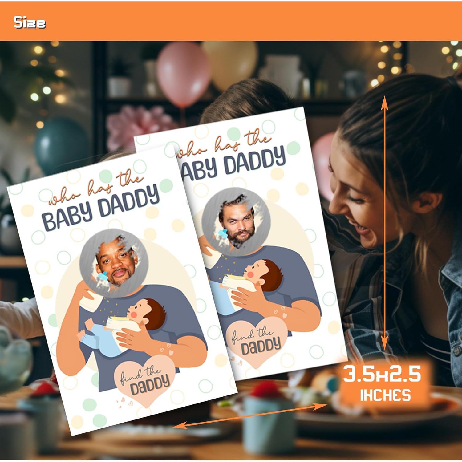Baby Shower Games, Who Is The Baby'S Daddy Scratch Off Cards, Funny Lottery Card Ice Breaker Scratch Off Games Party Cards, 40 Card