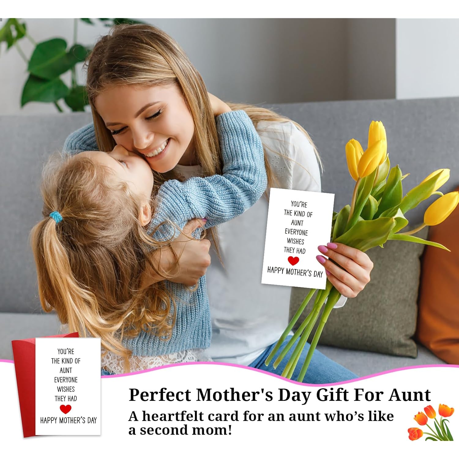 Bizbibaff Mothers Day Card For Aunt - 4" X 6" Happy Mother'S Day Cards Gift For Auntie Mother'S Day Greeting Card With Envelope Aunt Gifts From Niece Nephew