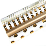 Christmas White And Gold Wrapping Paper 30 Inch For Birthday, Holiday, Wedding, Graduations, Baby Shower, Polka Dots/Stripes/Geometric/Matte Gold,4 Rolls -120 Inch(10Feet) Per Roll