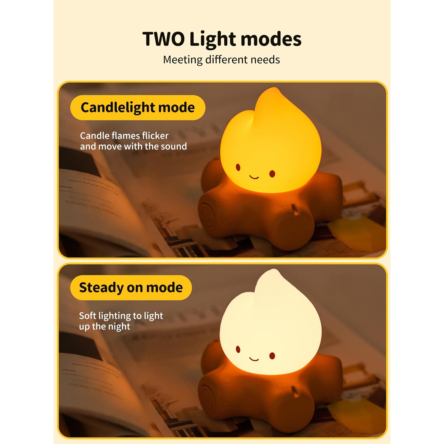 Table Decorations,Campfire Night Light,Usb Rechargeable Flame Lamp,Silicone Cute Night Light For Kids, Dimmable Flameless Candles Light For Christmas Outdoor Indoor Decorative Lights