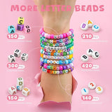 4200PCS Pony Beads Bracelet Making Kit 48 Color Kandi Beads with Friendship Letter Beads Rainbow Candy Beads and Elastic String for DIY Jewelry Crafts