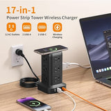 Power Strip Tower 12 Outlets 4 USB Ports 6.5FT Extension Cord Outlet Extender Black