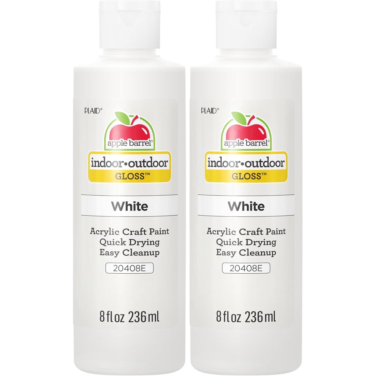 Apple Barrel Gloss Acrylic Paint in Assorted Colors (8 oz), 20408 Gloss White (Pack of 2)
