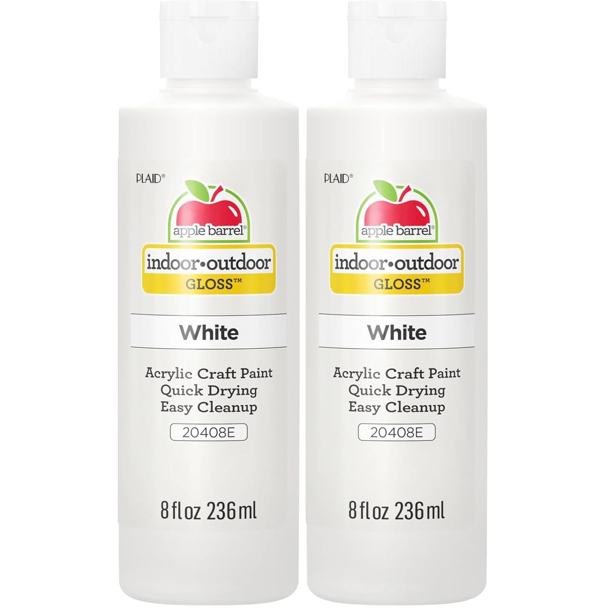 Apple Barrel Gloss Acrylic Paint in Assorted Colors (8 oz), 20408 Gloss White (Pack of 2)