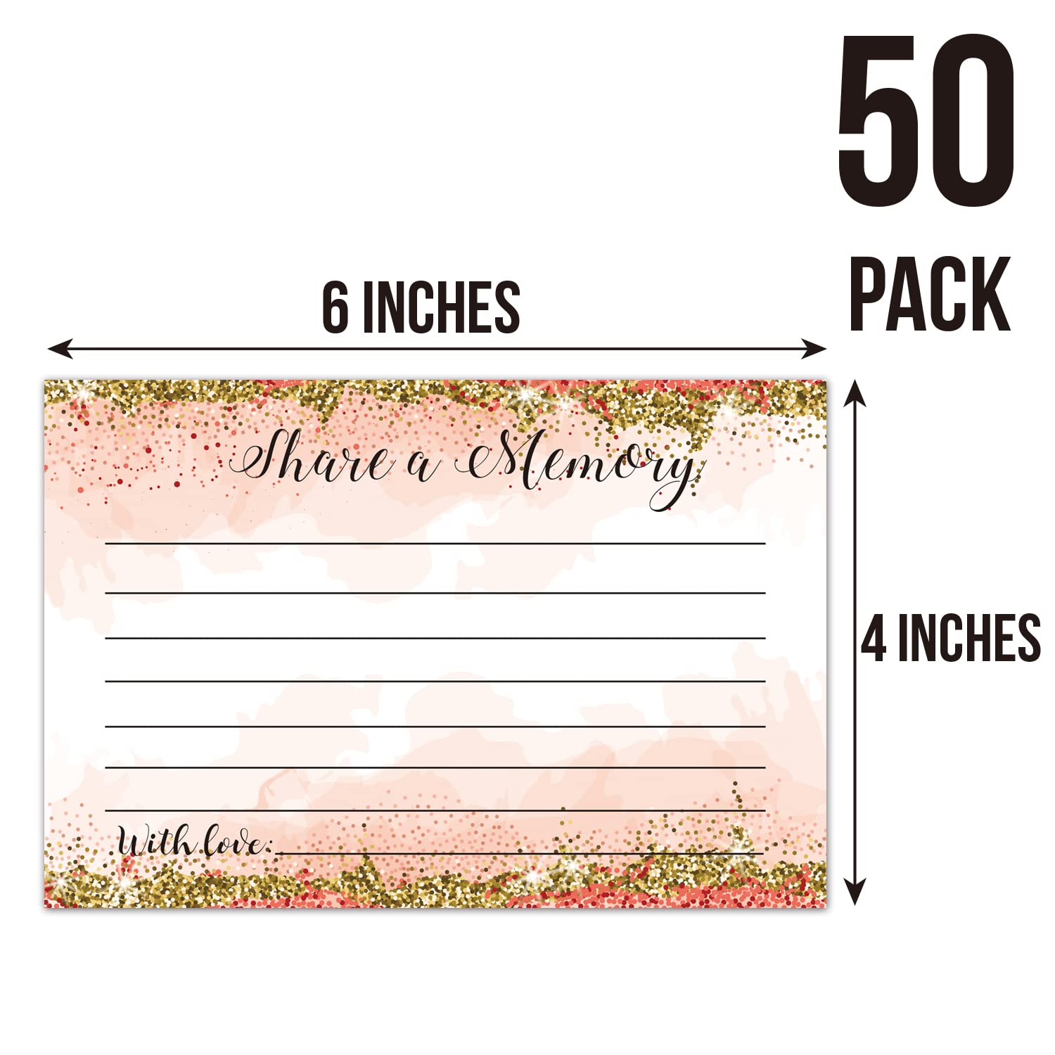 Share A Memory Cards, Pack Of 50, Memory Cards For Celebration Of Life, Wedding, Showers, Birthdays, Funeral, Retirement, Graduation, Funeral Guest Book Alternative Advice Game, 4X6 Inch.