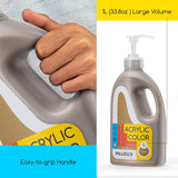 Metallic Gold Acrylic Paint: 1 L /33.8 Oz Liquid Paint With Pump Lid - Gold Art Paints For Canvas, Crafts, Studio, School, Wall & Poured Paintings