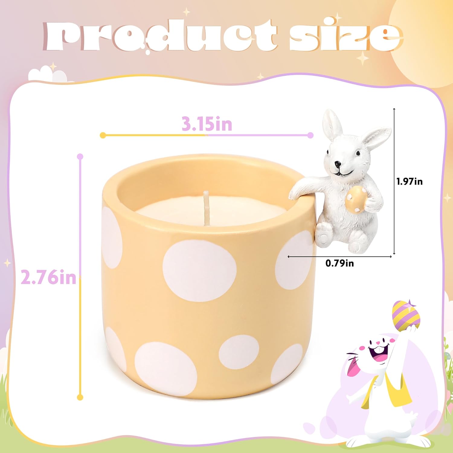 Easter Candles - Sunflower Scented Candle, Polka Dot Candle With Cute Bunny, Easter Decor Gift For Women Girls