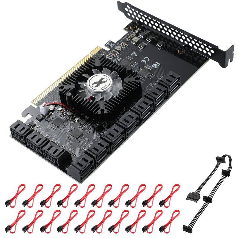 Pci-E 20-Port 16X 3.0 Sata Expansion Card With Sata Cables&Sata Power Cable,6G