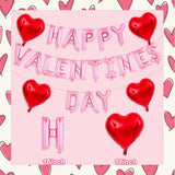 Pink Happy Valentines Day Balloons, 16 Inch Valentines Decorations Balloons Red Heart Balloon For Valentine Day Decorations For Party Hotel Room Office Classroom