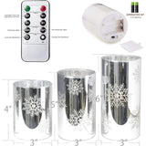 Snowflake Led Flameless Candles With Remote And Timer, Electroplate Glass Candles Operated By Battery, Christmas Led Flickering Candles Decoration For Bedroom, Party, Wedding