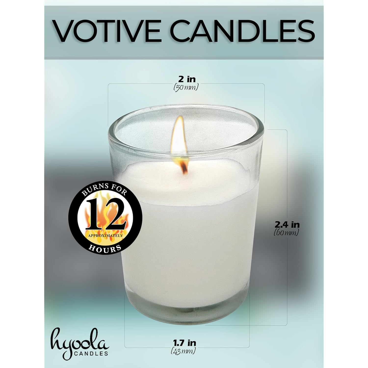 White Votive Candles In Glass - Pack Of 12 Votive Candle - 12 Hour Burn Time - Unscented Votive Candles - European Made Glass Votives
