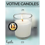 White Votive Candles In Glass - Pack Of 12 Votive Candle - 12 Hour Burn Time - Unscented Votive Candles - European Made Glass Votives