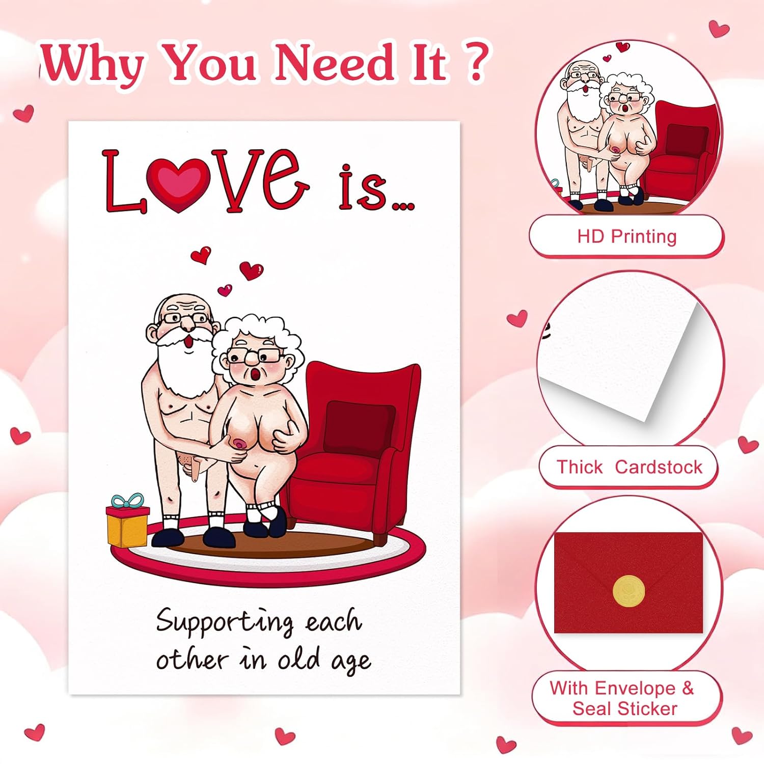 Funny Valentines Day Card - Naughty Valentines Day Card For Him Her Anniversary Birthday Gift With Envelope For Boyfriend Girlfriend Husband Wife Old Women Men Parents