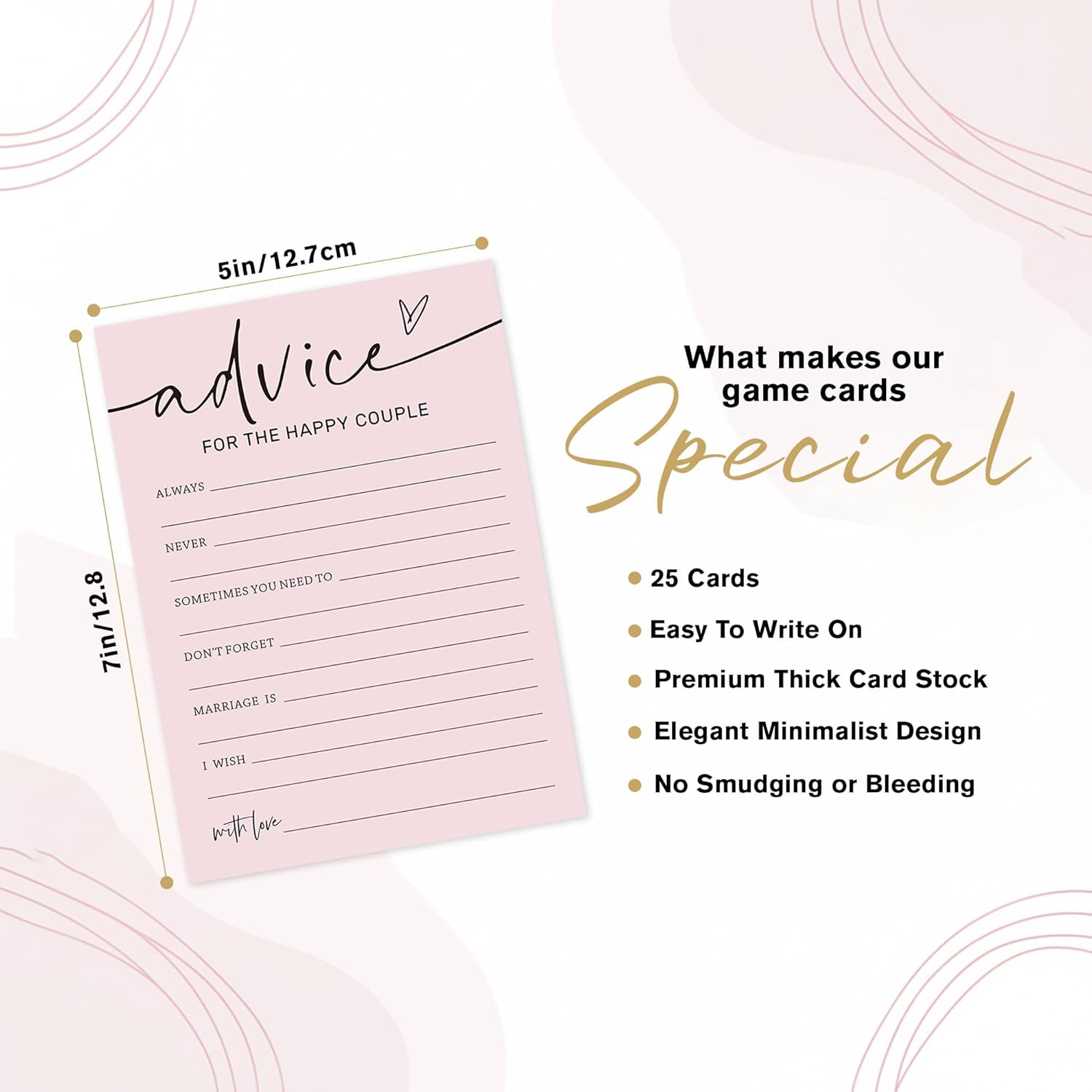 Bridal Shower Games, Advice For The Happy Couple, 25Pcs Minimalist Blush Pink Bridal Game Cards, Wedding Shower Games For Guests, Engagement Bachelorette Party Supplies