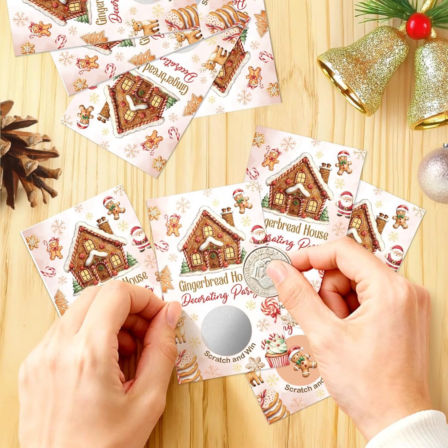 50 Pack Merry Christmas Scratch Off Game Cards, Gingerbread House Scratch Cards For Christmas Bachelorette Winter Birthday Party Ice Breaker Activity Baby Shower Enterprises Raffle Tickets