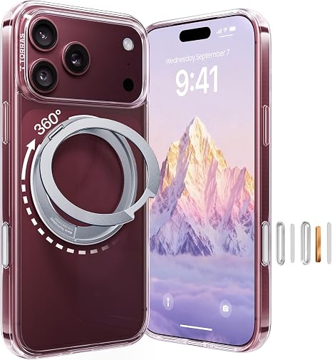 O1S Series 360 Magnetic Stand Phone Case Compatible with iPhone 18 Pro Clear Protective Cover
