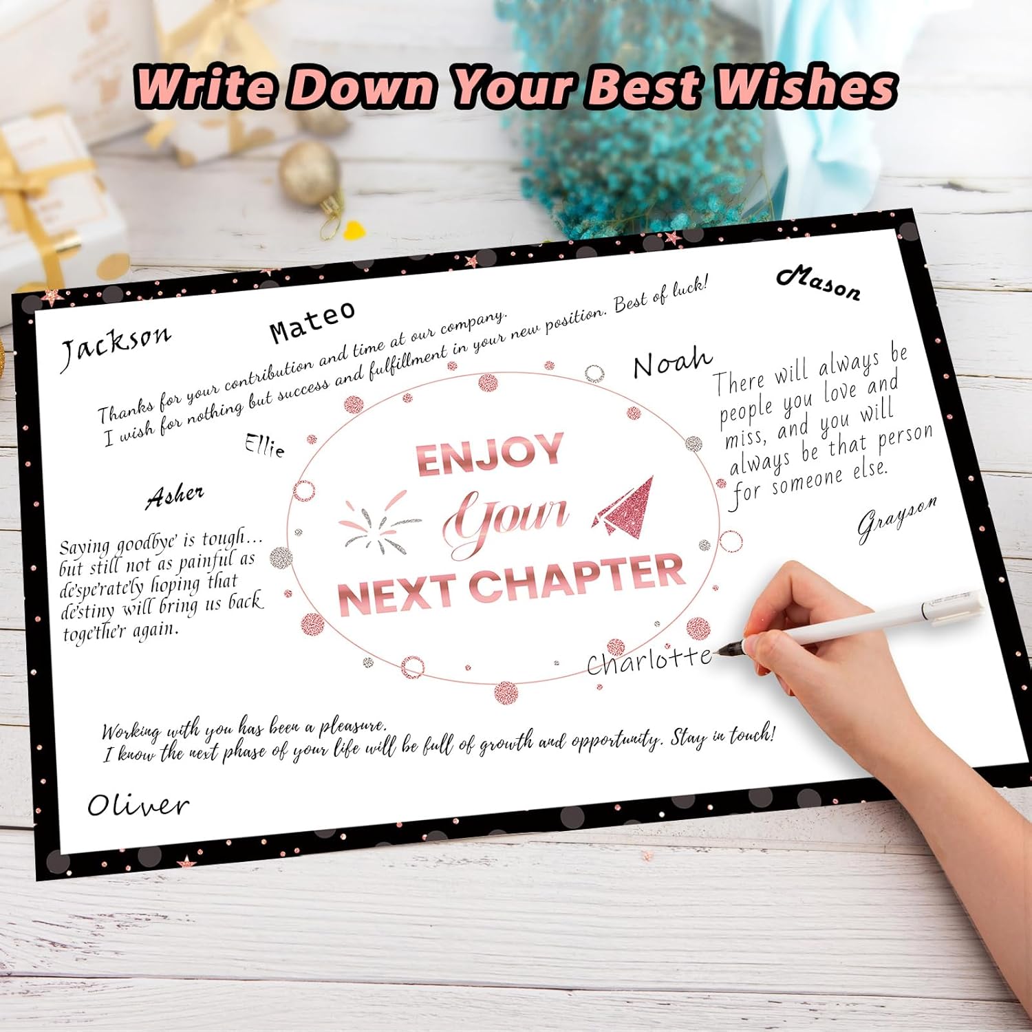 Jumbo Farewell Card For Women Coworkers, Large Retirement Card With Envelope, Farewell Party Decorations, Going Away Gifts For Colleages Women Her 13.8 X 21.6 Inch (Rose Gold)
