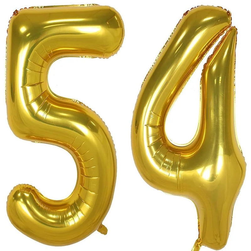 40Inch Gold Foil 54 Helium Jumbo Digital Number Balloons, 54Th Birthda