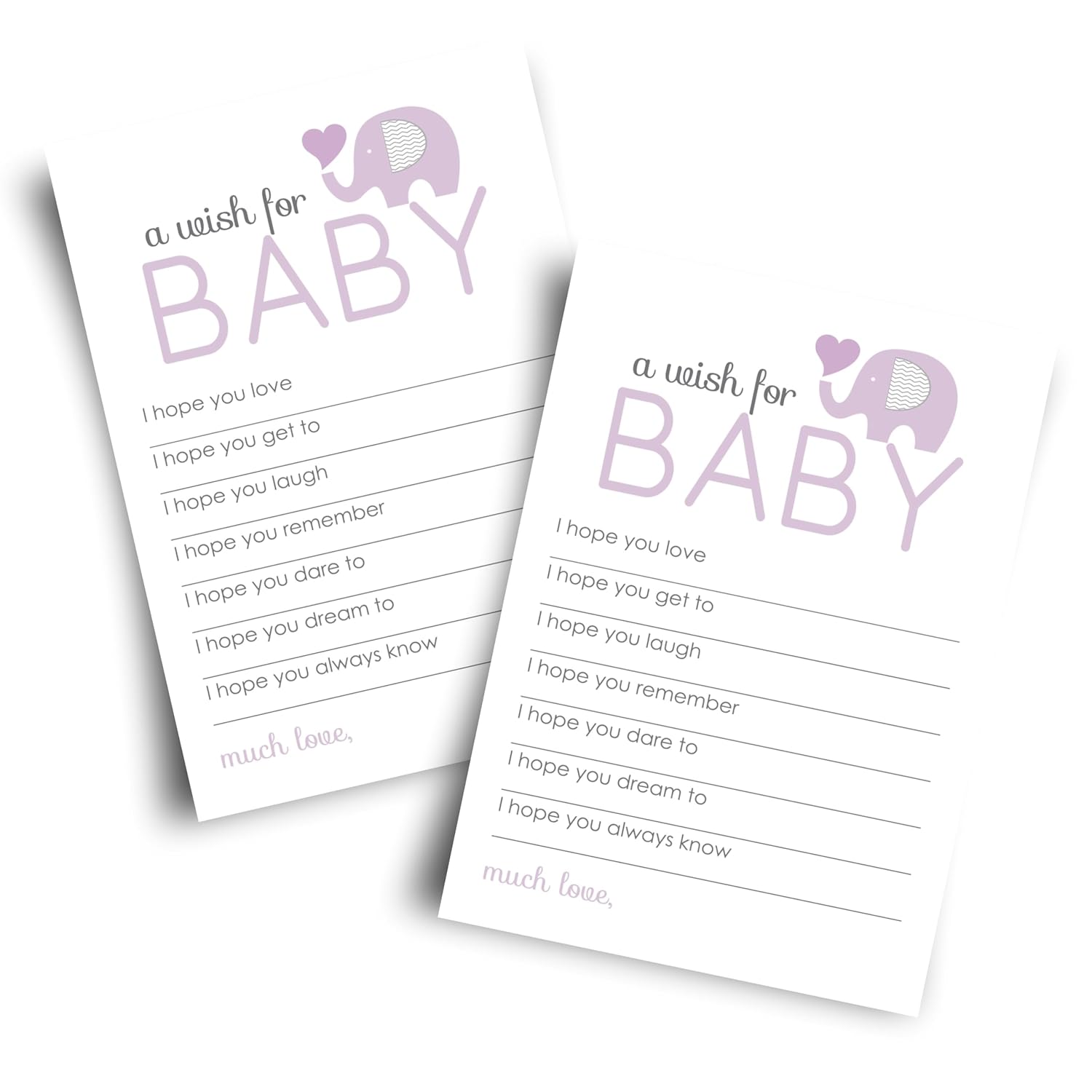 Purple Elephant Wishes For Baby Girls (20 Pack) Cute Words Of Wisdom Cards - Gender Neutral Baby Shower Game - Guest Book Alternative - Keepsake Activity For Wishing Well & Birthdays - 4X6