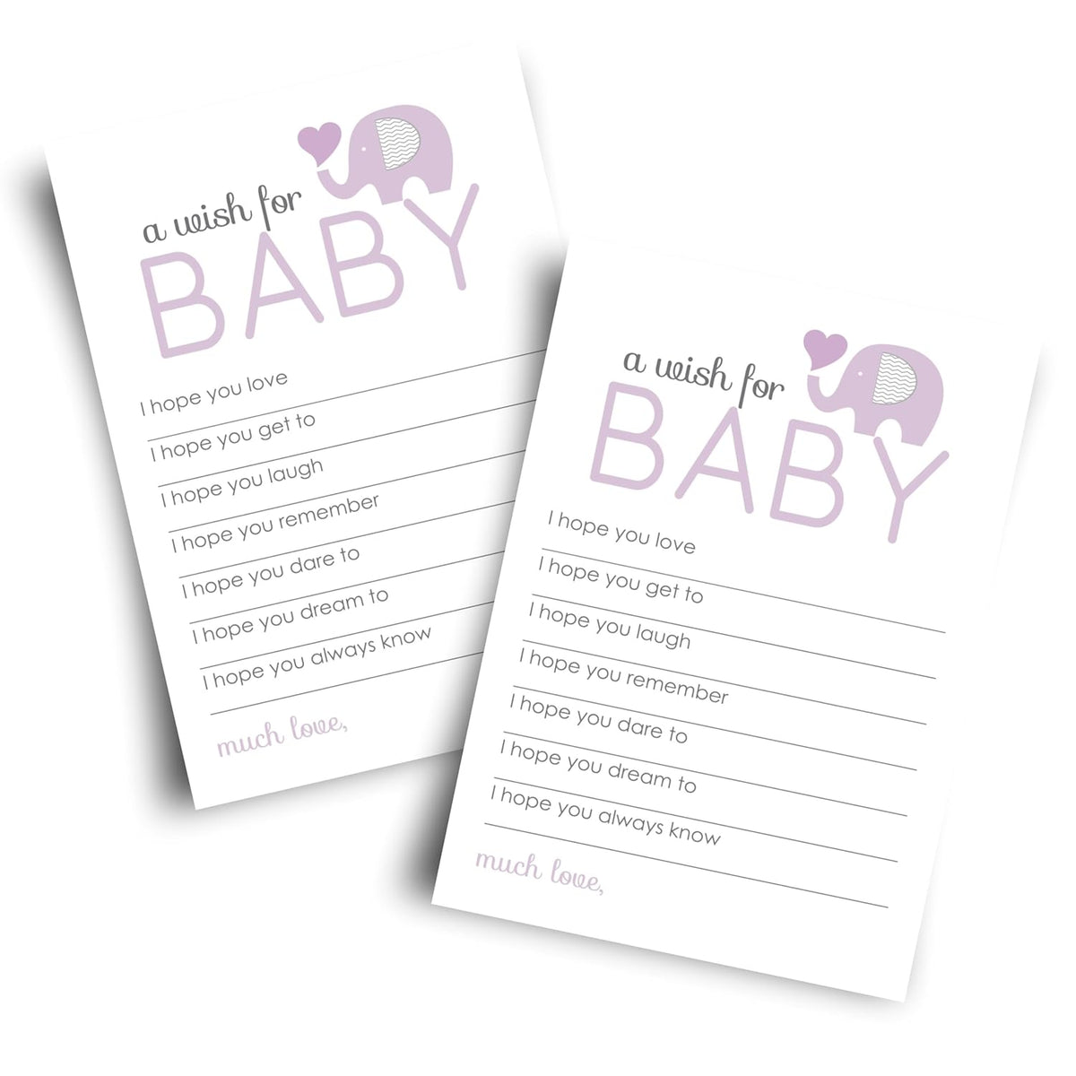 Purple Elephant Wishes For Baby Girls (20 Pack) Cute Words Of Wisdom Cards - Gender Neutral Baby Shower Game - Guest Book Alternative - Keepsake Activity For Wishing Well & Birthdays - 4X6