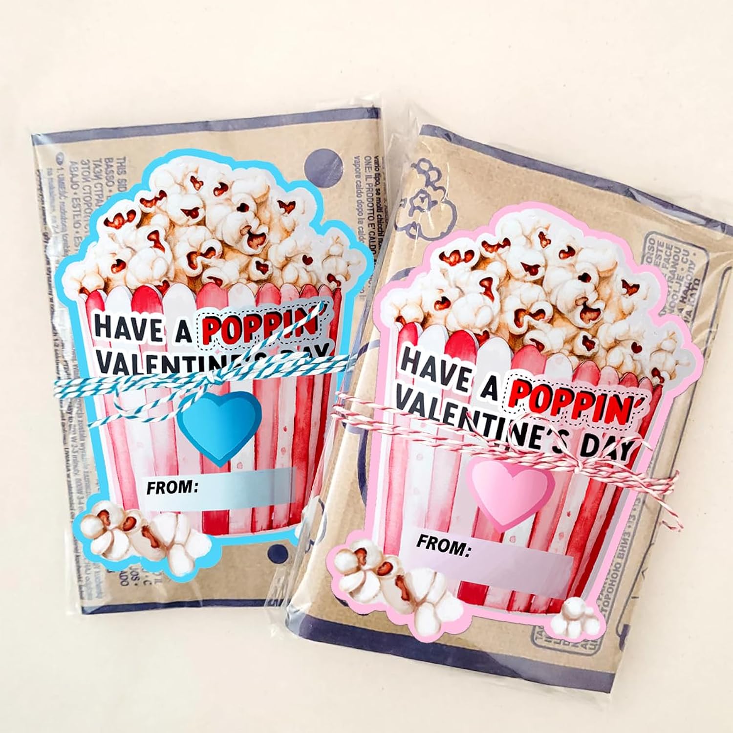 Valentines Day Cards For Kids-Valentines Popcorn Stickers, Cute Kids Poppin' Valentine'S Day, School Class Party Favor Treat, Boys, Girls, Preschool Valentine Card (24Pcs)