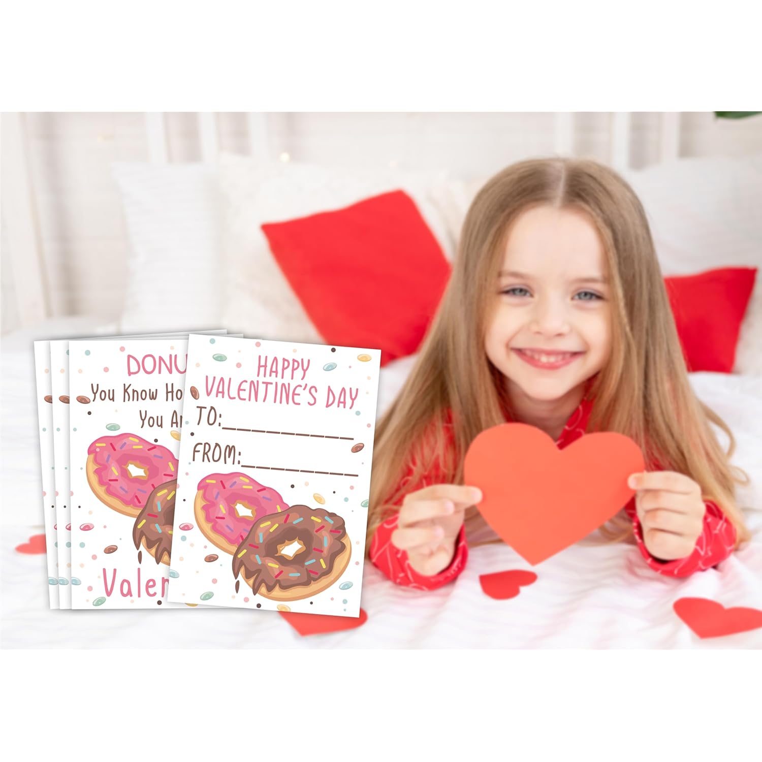 Donut Themed Valentines Day Exchange Cards,30Pcs Boys Girls Valentines Day Cards,Valentines Day Exchange Gifts,Boys Girls Valentines Day Party Favors For Boys Girls Classroom School,L2