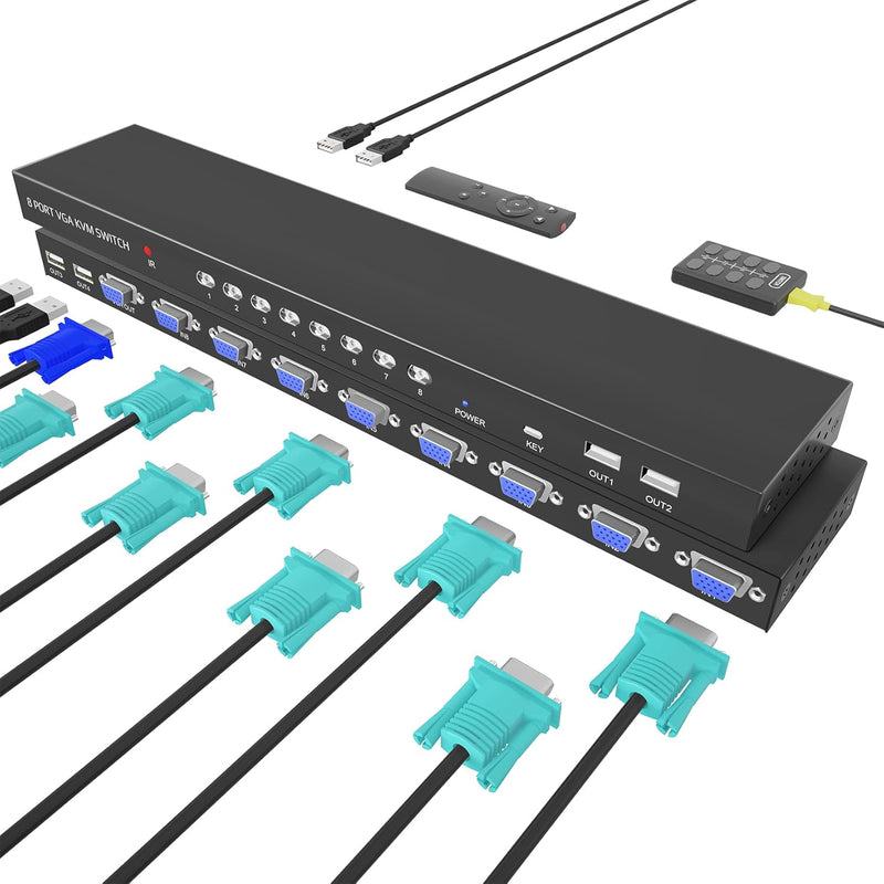 Kvm Switch Vga - Vga Kvm Switch 8 Port,Usb Switcher 8 Computers Share 1 Monito