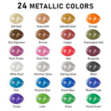 Metallic Acrylic Paint, Set Of 24 Metallic Colors In 2Oz/60Ml Bottle, Rich Pigments, Non Fading, Non Toxic Paints For Artist, Beginners & Kids Painting On Rocks Crafts Canvas Wood, Fabric&Stone