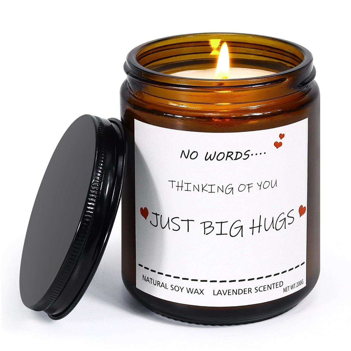 Sympathy Gifts For Loss Of Loved One, No Words Just Hugs Candle?9Oz Lavender Scented Bereavement Candle Gift, Memorial, Grief, Thinking Of You Gift For Women Men