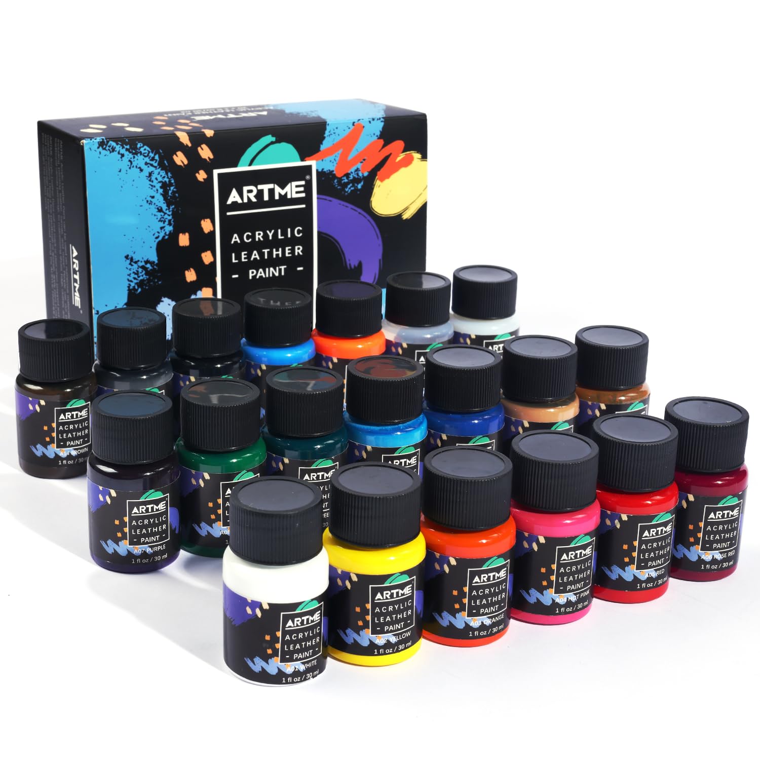 Acrylic Leather Paint Set, 20 Colors X 30Ml Acrylic Leather Dye Kit Perfect For Shoes, Sneakers, Jackets, Sofa, And Car Seat