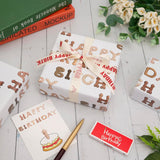 Funny Shape Alphabet Wrapping Paper - Happy Birthday Bixxh - Rude For Men, Women, Adults - 19.6 X 27.8 Inches (6 Sheets)