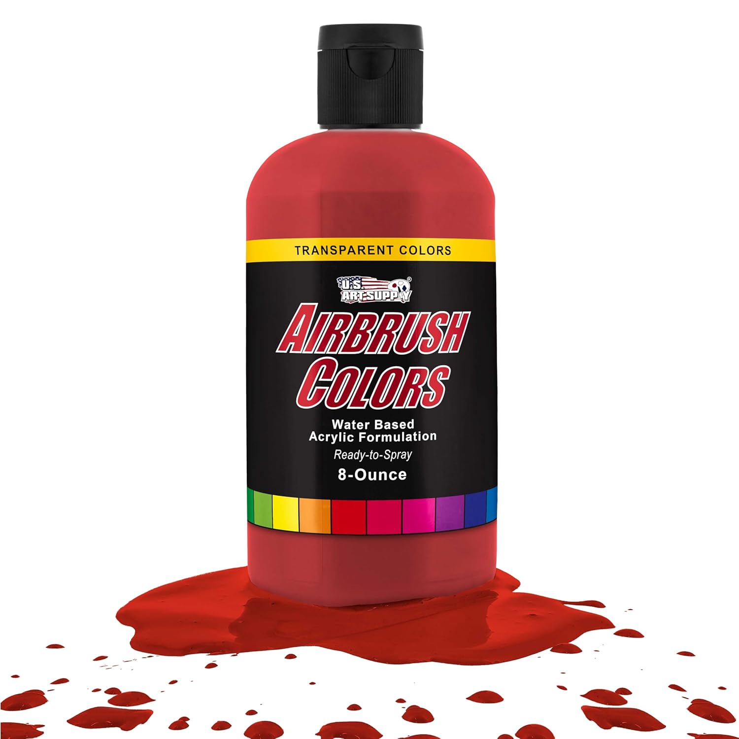 Transparent Bright Red Acrylic Special Effects Airbrush Paint - 8Oz Ready To Spray Air Brush Paint For Nails, Models, Fabric - Water-Based Air Brush Painting