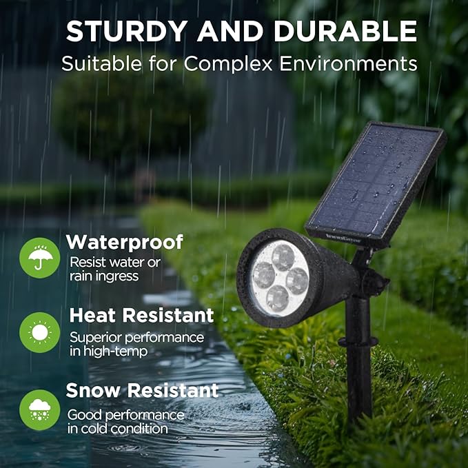 6 Pack Solar Garden Spot Lights Waterproof Warm White Outdoor Pathway Wall Lights
