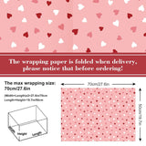 12 Sheet Valentine'S Day Wrapping Paper Heart Stripe Gift Wrap Paper Bulk Folded Flat Pink Red Craft Paper For Diy Crafts Wedding Anniversary Party Gift Packing Supplies, 19.7 X 27.6 Inch