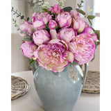 Purple Peonies Artificial Flowers 21Pcs Fake Silk Peonies With Eucalyptus & Stems - Faux Flowers Centerpieces For Table Vase Home Bouquet Cemetery Grave Headstone Floral Arranging Crafting Decorations