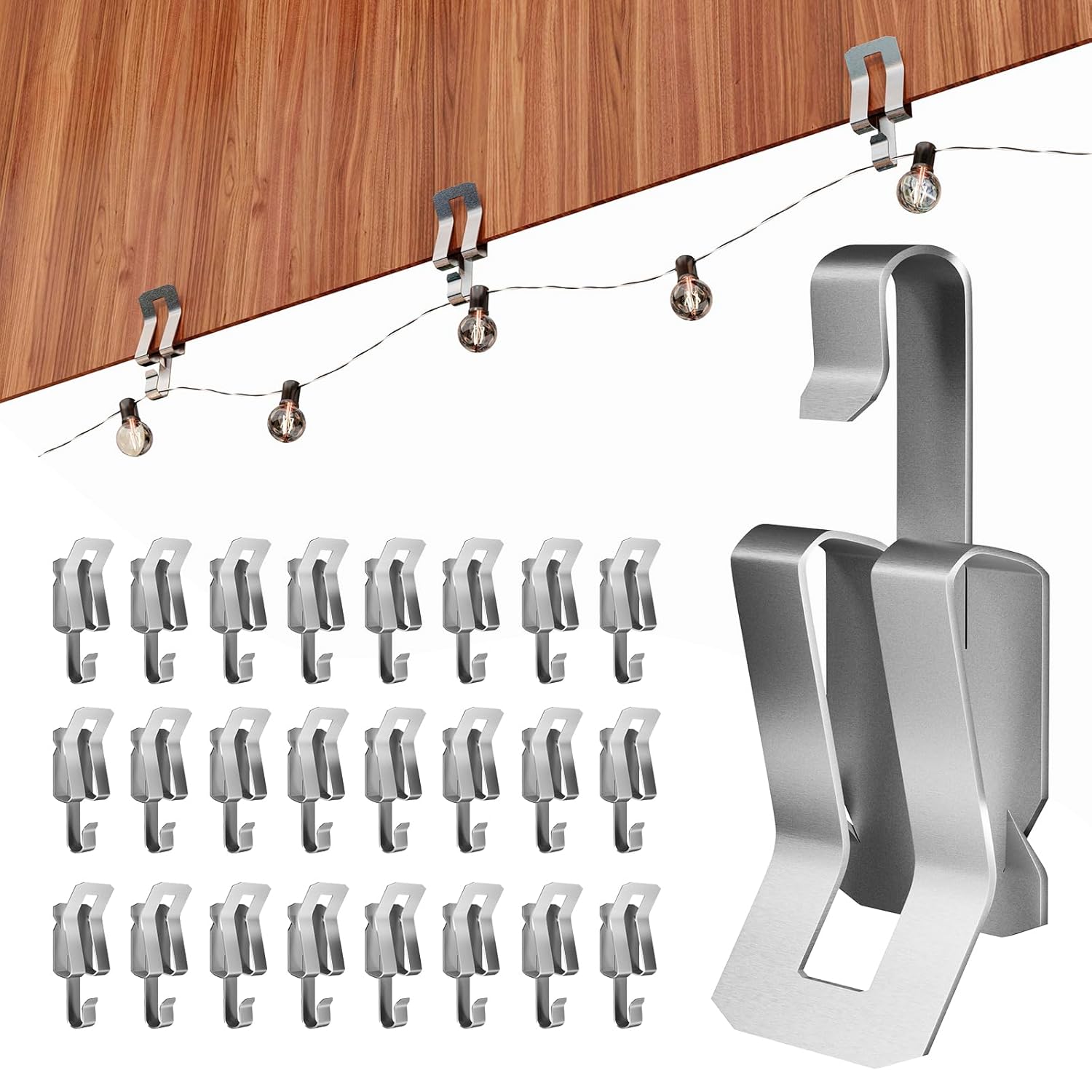 Christmas Light Clips Metal Christmas Lights Hooks For Outdoor Seasonal Lighting Gutter Clips For Eaves Hangable Festive Christmas Outdoor Decorations Christmas Holiday Decorations 50 Pcs
