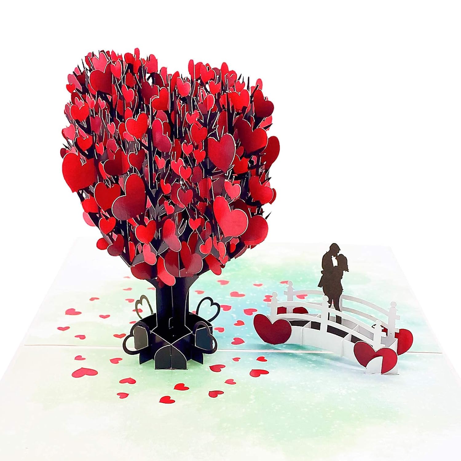 Love Tree Couple Valentines Day 3D Greeting Pop Up Card, Happy Anniversary, Wedding, Mother'S Day, Engagement, Birthday, For Wife, Husband,With Message Note & Envelop,Large Size 8X6 Inch