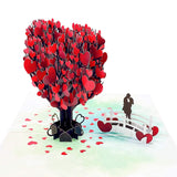 Love Tree Couple Valentines Day 3D Greeting Pop Up Card, Happy Anniversary, Wedding, Mother'S Day, Engagement, Birthday, For Wife, Husband,With Message Note & Envelop,Large Size 8X6 Inch