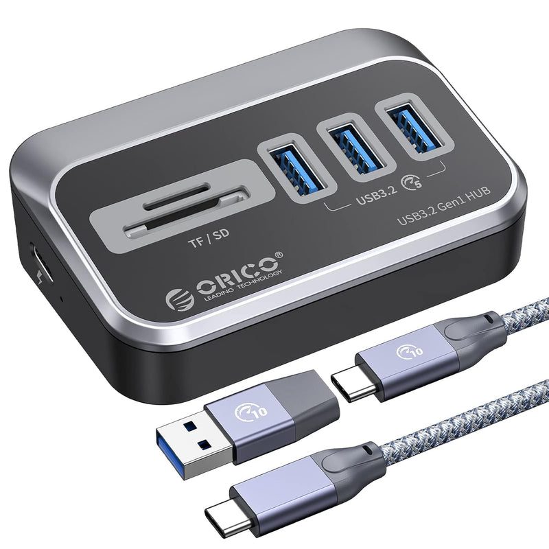 ORICO USB C Hub to SD Card Reader, 3 Port USB 3.2 GEN 1 Hub with USB C to C Ca