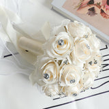 Wedding Bouquets For Bride Bridesmaid Hand Bouquet Diamond Artificial Flowers For Wedding Marriage Proposal Party Valentine'S Day Church Home Decoration (Champagne)