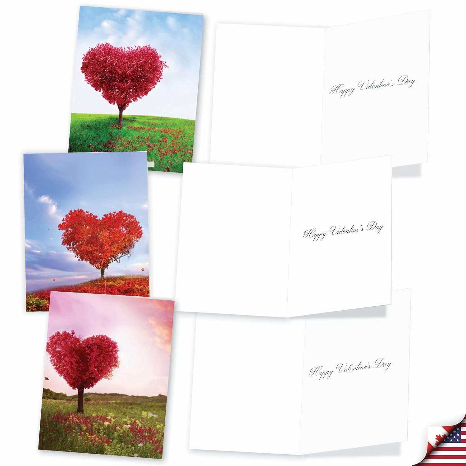- 20 Assorted Valentine'S Day Cards Bulk (4 X 5.12 Inch) - Boxed Greetings (10 Designs, 2 Each) - Heart Trees Am8994Vdg-B2X10