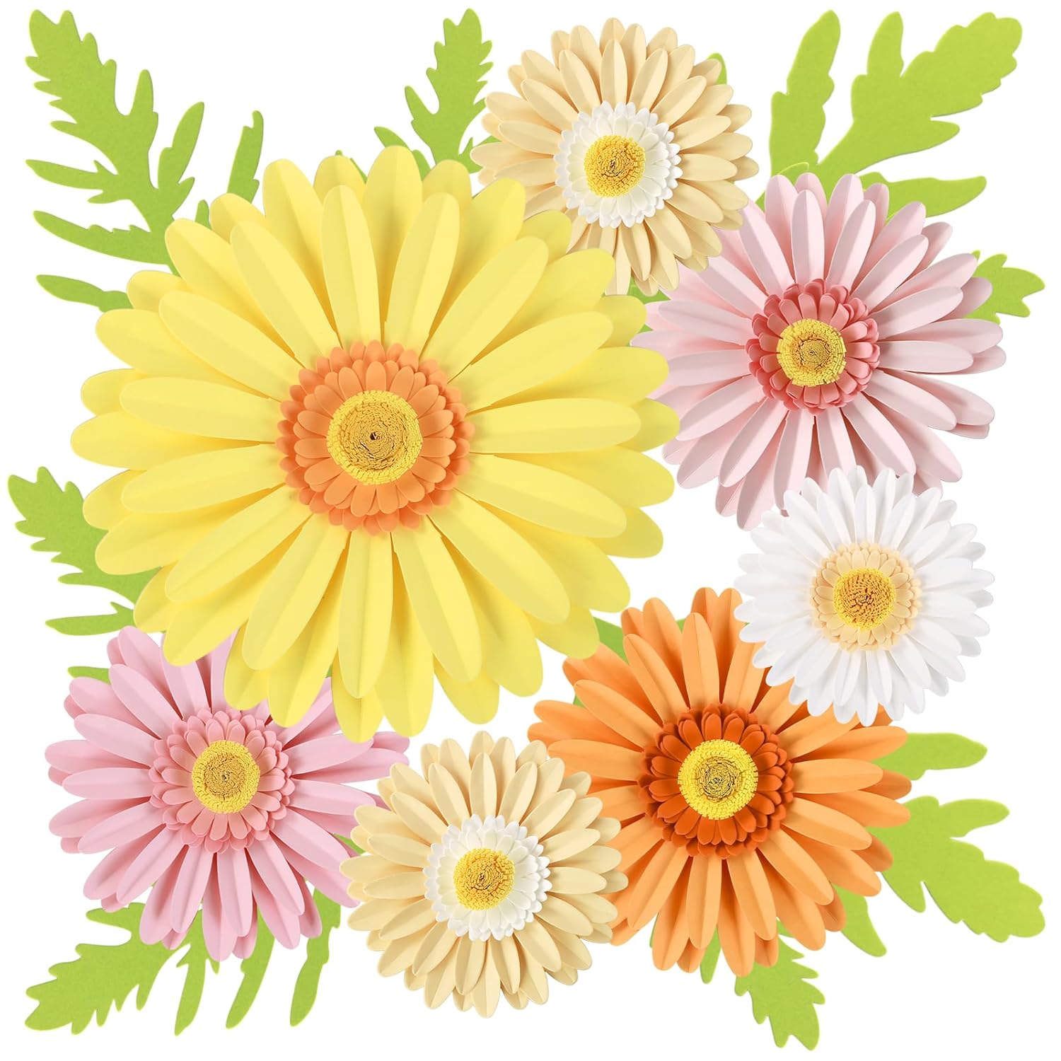 Paper Flowers Decorations For Wall, Giant Daisy Artificial Flowers Bulletin Board Decoration 3D Floral Tissue Paper Flowers Hanging For Wedding Baby Shower Tea Party Backdrop Decor